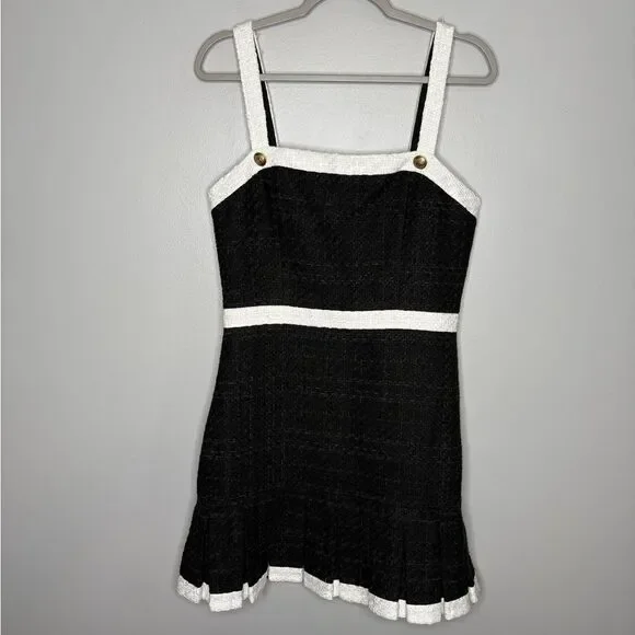 clarine mini dress alice + olivia Women's Clarine Square Pleated Mini Dress, Black/off White